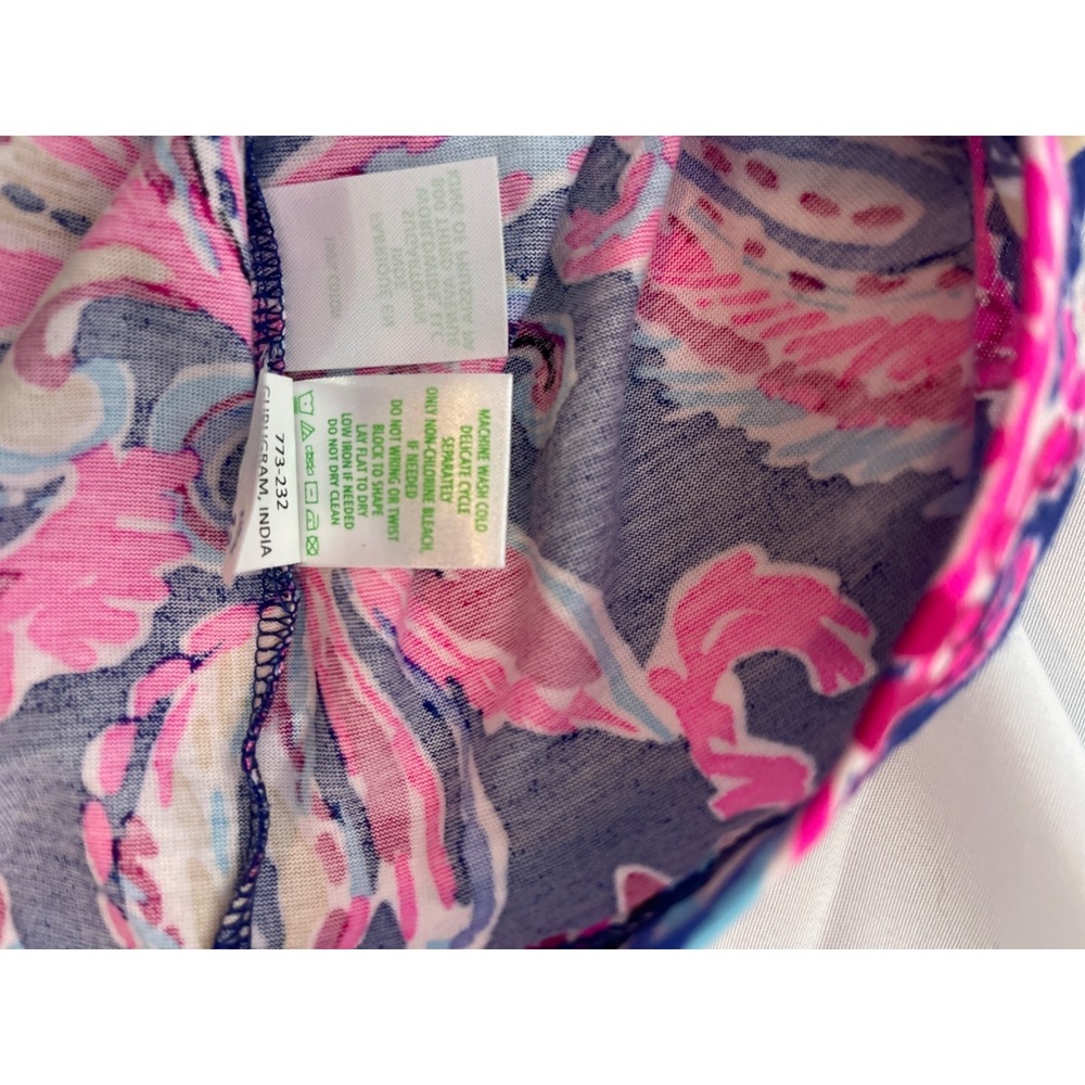 Lilly Pulitzer Womens XL Blue & Pink Floral Print Dress With Button-Front Neckli - Picture 8 of 8